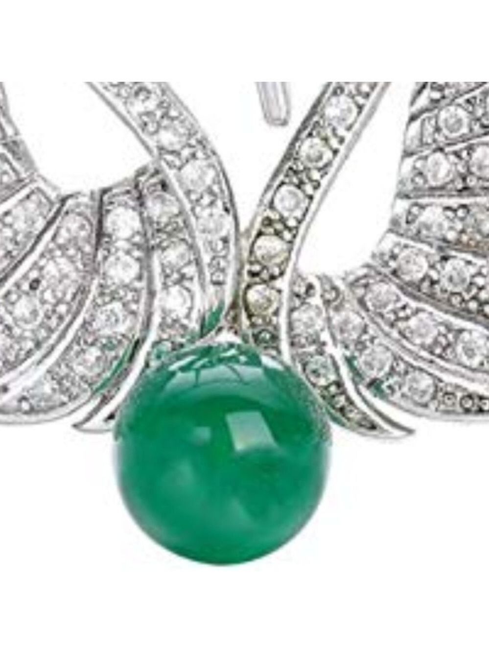 swan couple rhinestone & jade brooch / pendant - Picture 7 of 7
